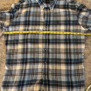 Izod Men's Navy and White Plaid Button Down Shirt